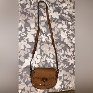 Brown leather studded purse